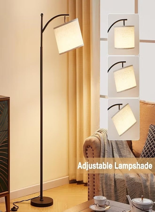 Modern Retro Warm LED Floor Lamp With White Light3 Colors Adjustable Standing Lamp With Hanging Linen Light For Living Room Bedroom Office Soft Light Iron Black, Foot Switch Included Easy to Install 9W Bulb Included Simple Retro Modern Floor Lamp Living Room 28x25x155 cm - Image 5